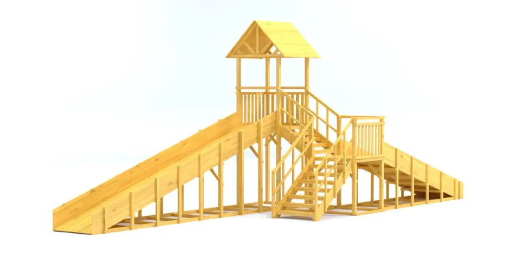 Зимняя горка Савушка Зима Wood 7/3 — два ската для детей разного возраста, безопасная горка для всей семьи.