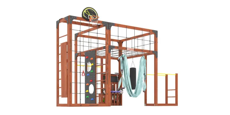 Детская площадка Савушка КУБ-2 (Махагон) с гамаком для йоги