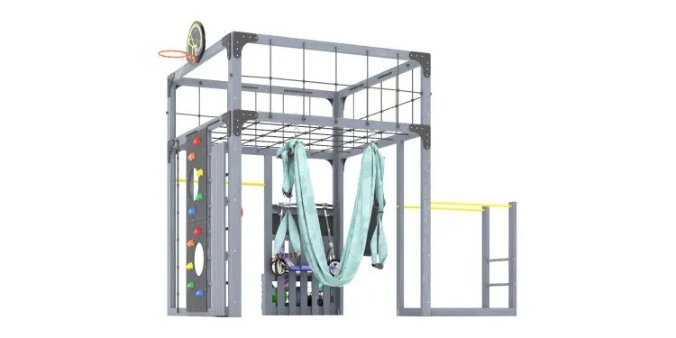Детская площадка Савушка КУБ-1 (Серый) с гамаком для йоги