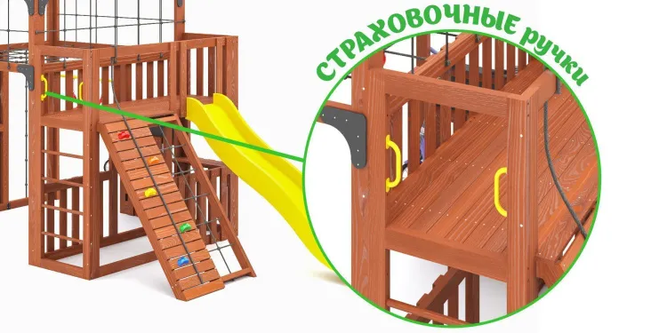 Детская площадка Савушка КУБ-3 (Махагон) с подушками и коконом