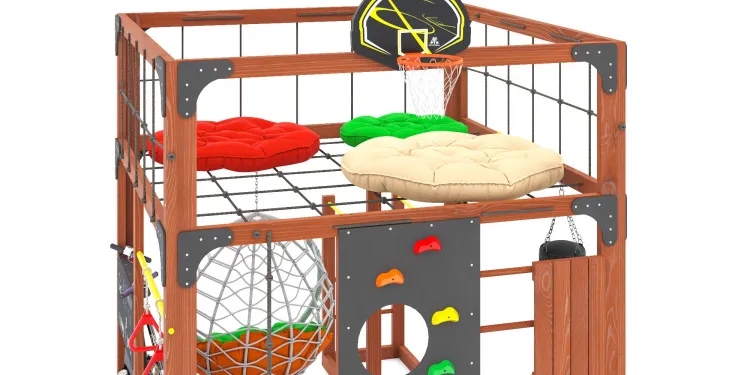 Детская площадка Савушка КУБ-1 (Махагон) с подушками и коконом