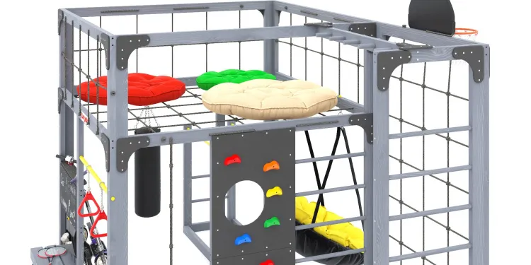 Детская площадка Савушка КУБ-2 (Серый) с подушками