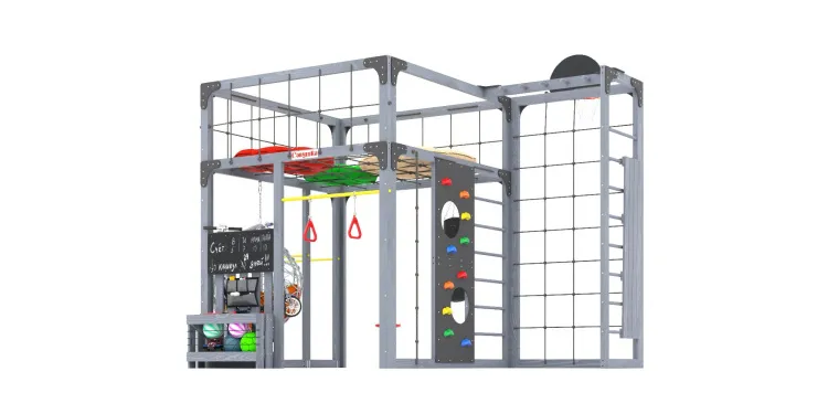 Детская площадка Савушка КУБ-2 (Серый) с подушками и коконом