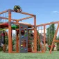 Детская площадка Савушка КУБ-7 (Махагон) с подушками и качелями Лодочка