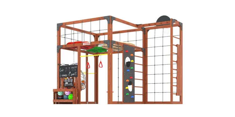 Детская площадка Савушка КУБ-2 (Махагон) с подушками и коконом