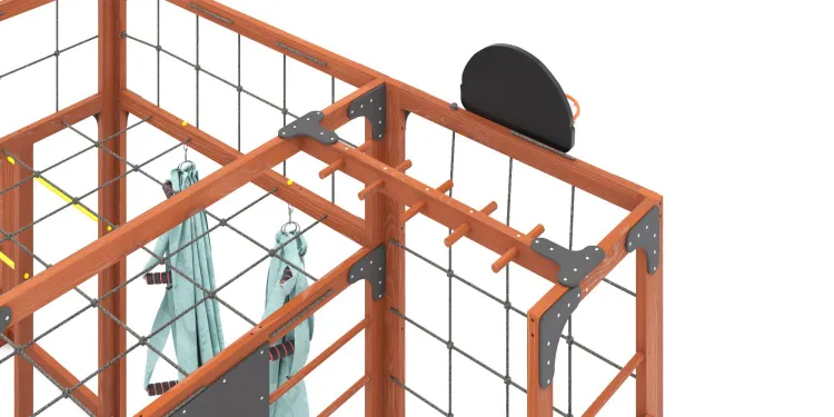 Детская площадка Савушка КУБ-2 (Махагон) с гамаком для йоги