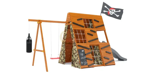 Спортивный домик Савушка База-2 (Милитари) с качелями
