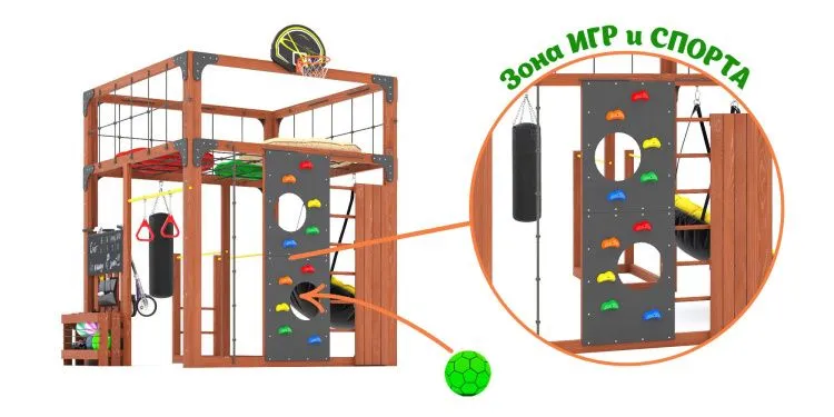 Детская площадка Савушка КУБ-1 (Махагон) с подушками