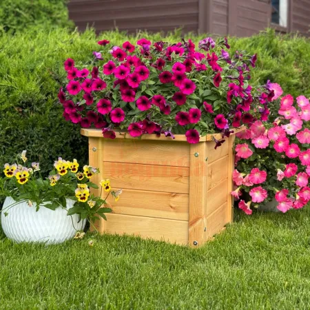 Кашпо для цветов из массива дерева, без окрашивания (500х500х415 мм)