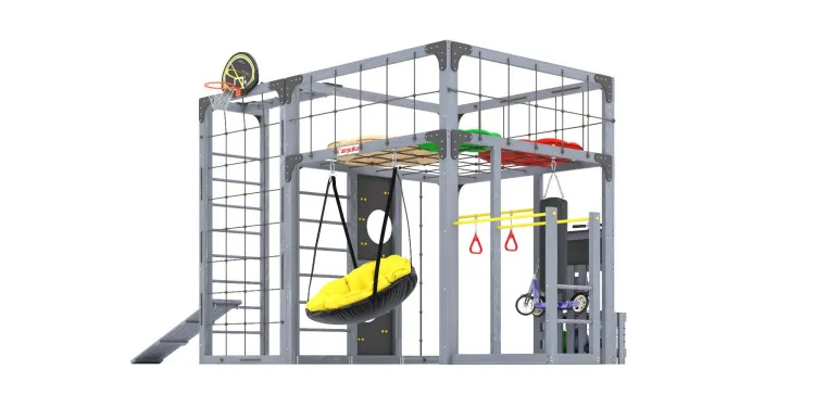Детская площадка Савушка КУБ-2 (Серый) с подушками