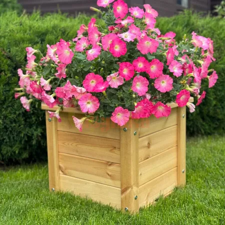 Кашпо для цветов из массива дерева, без окрашивания (500х500х415 мм)