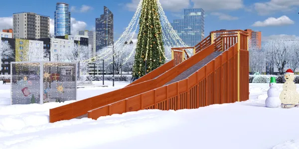 Зимняя горка Савушка Зима 14 с закрытыми фасадами