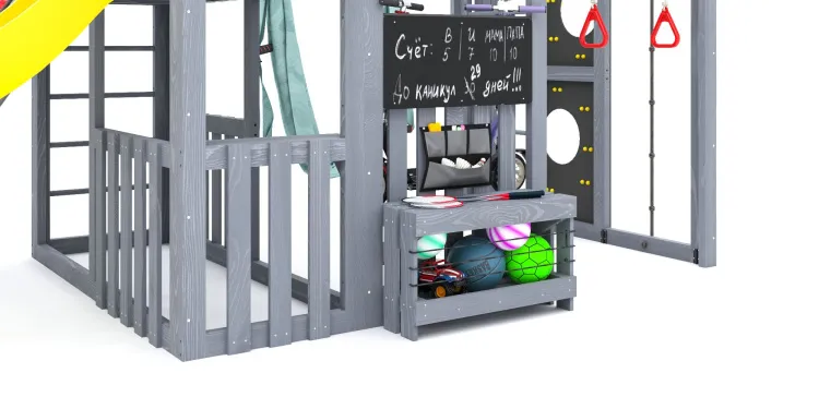 Детская площадка Савушка КУБ-3 (Серый) с гамаком для йоги