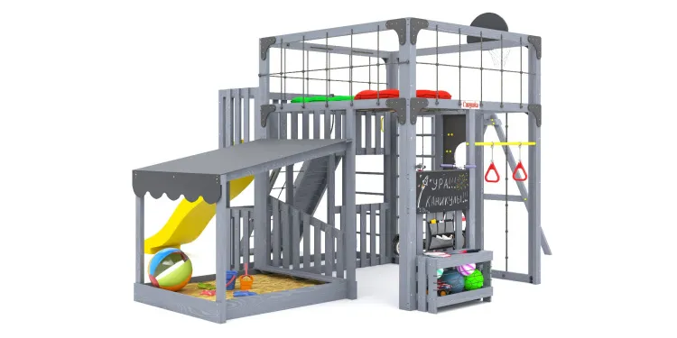 Детская площадка Савушка КУБ-5 (Серый) с подушками