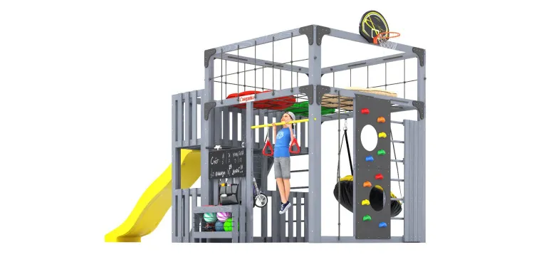 Детская площадка Савушка КУБ-3 (Серый) с подушками