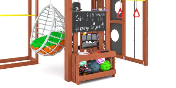 Детская площадка Савушка КУБ-1 (Махагон) с подушками и коконом