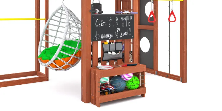 Детская площадка Савушка КУБ-1 (Махагон) с подушками и коконом