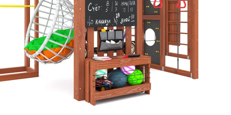 Детская площадка Савушка КУБ-2 (Махагон) с подушками и коконом