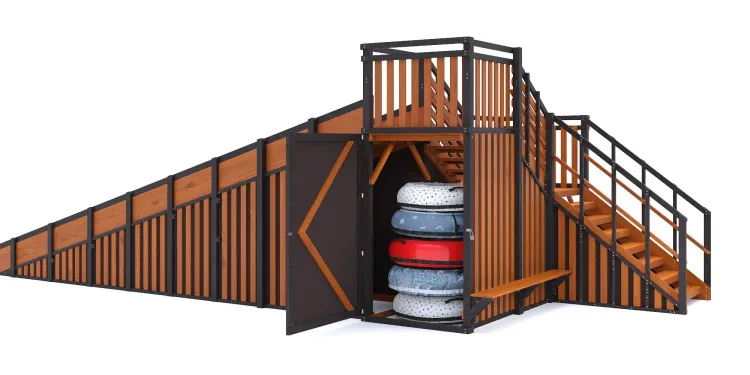 Зимняя горка Савушка Зима 13 (Black Edition) с закрытыми фасадами и лавочкой