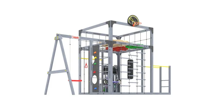 Детская площадка Савушка КУБ-6 (Серый) с подушками
