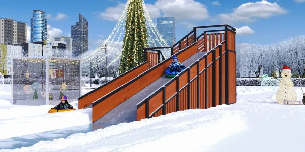 Зимняя горка Савушка Зима 13 (Black Edition) с закрытыми фасадами и лавочкой