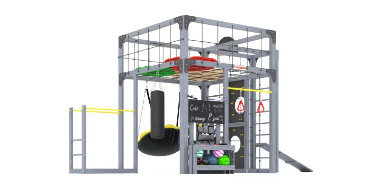 Детская площадка Савушка КУБ-2 (Серый) с подушками