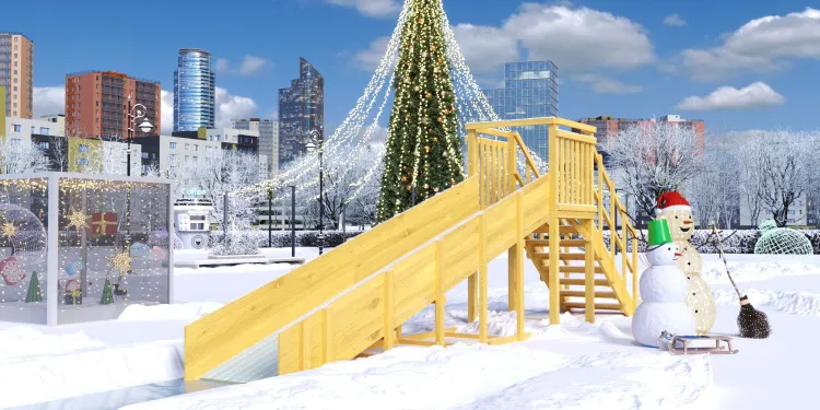 Зимняя горка Савушка Зима Wood 2 (скат 5м)