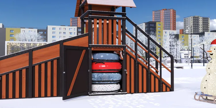 Зимняя горка Савушка Зима 4/2 (Black Edition) с кладовой