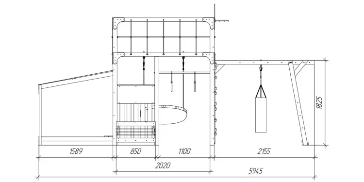 Детская площадка Савушка КУБ-4 (Махагон) с подушками и коконом