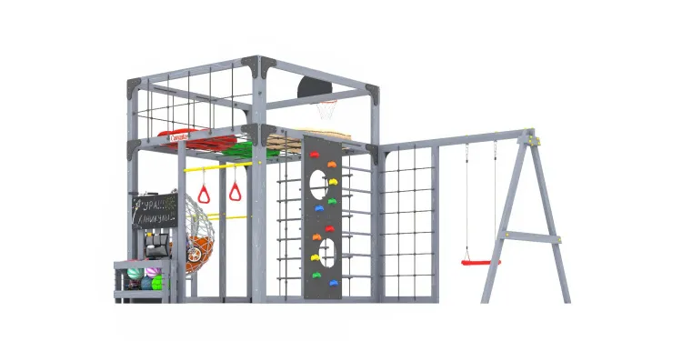 Детская площадка Савушка КУБ-6 (Серый) с подушками и коконом