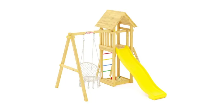 Детская площадка Савушка Мастер 7 с плетеным креслом