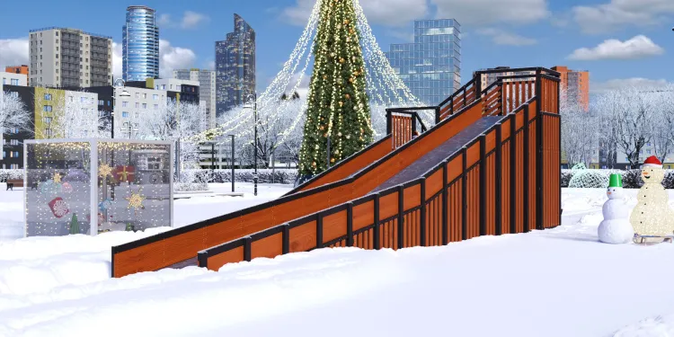 Зимняя горка Савушка Зима 14 (Black Edition) с местом для тюбингов