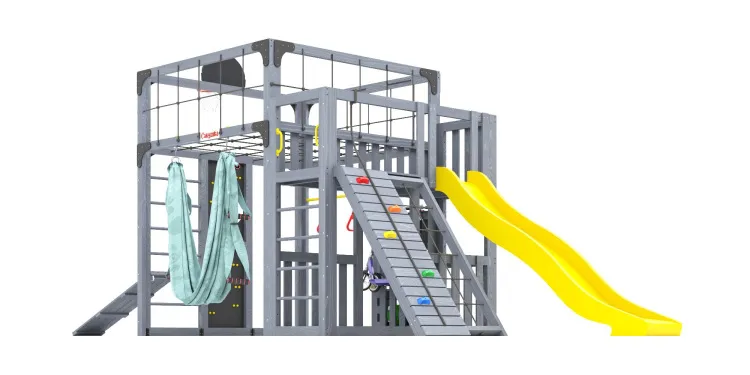 Детская площадка Савушка КУБ-3 (Серый) с гамаком для йоги