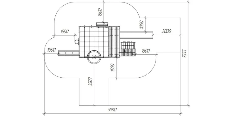 Детская площадка Савушка КУБ-3 (Махагон) с подушками и коконом