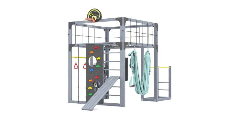 Детская площадка Савушка КУБ-1 (Серый) с гамаком для йоги