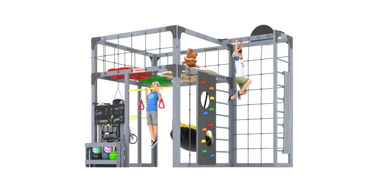 Детская площадка Савушка КУБ-2 (Серый) с подушками