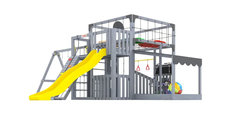 Детская площадка Савушка КУБ-5 (Серый) с подушками