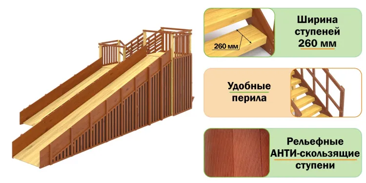 Зимняя горка Савушка Зима 13 с закрытыми фасадами и лавочкой