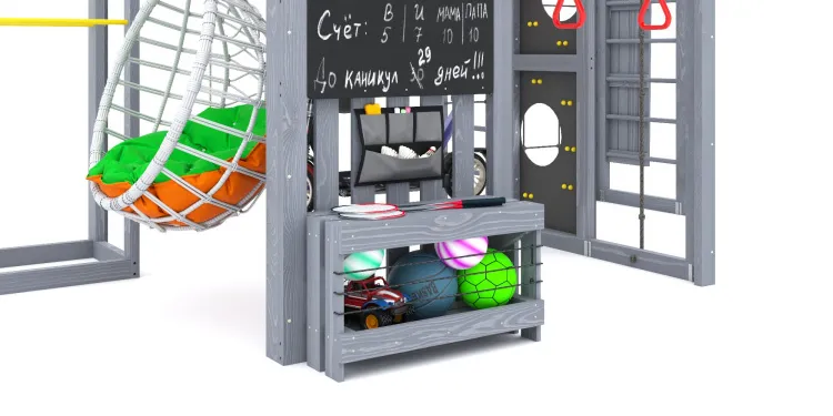 Детская площадка Савушка КУБ-2 (Серый) с подушками и коконом