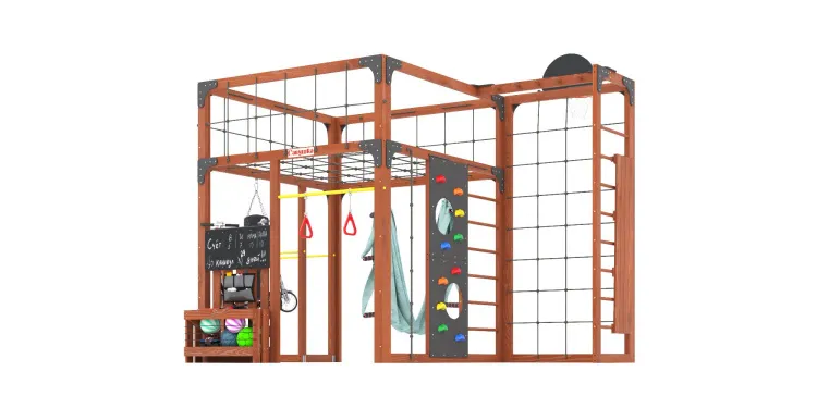 Детская площадка Савушка КУБ-2 (Махагон) с гамаком для йоги
