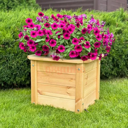 Кашпо для цветов из массива дерева, без окрашивания (500х500х415 мм)
