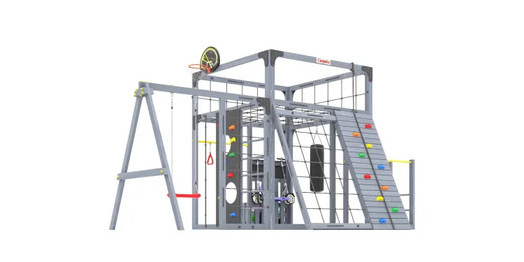 Детская площадка Савушка КУБ-7 (Серый) с качелями Лодочка