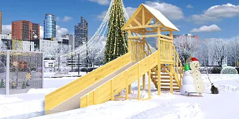 Зимняя горка Савушка Зима Wood 5/1 (ширина ската 1,25м)