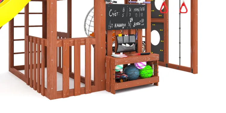 Детская площадка Савушка КУБ-3 (Махагон) с подушками и коконом