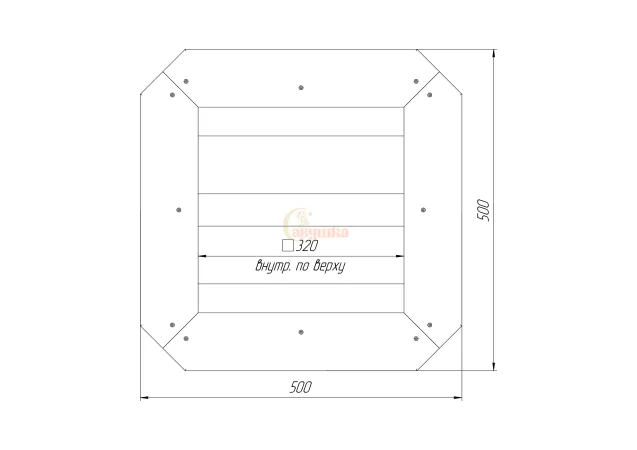 Кашпо для цветов из массива дерева, без окрашивания (500х500х415 мм)