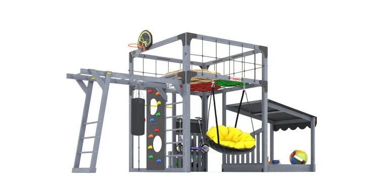 Детская площадка Савушка КУБ-4 (Серый) с подушками