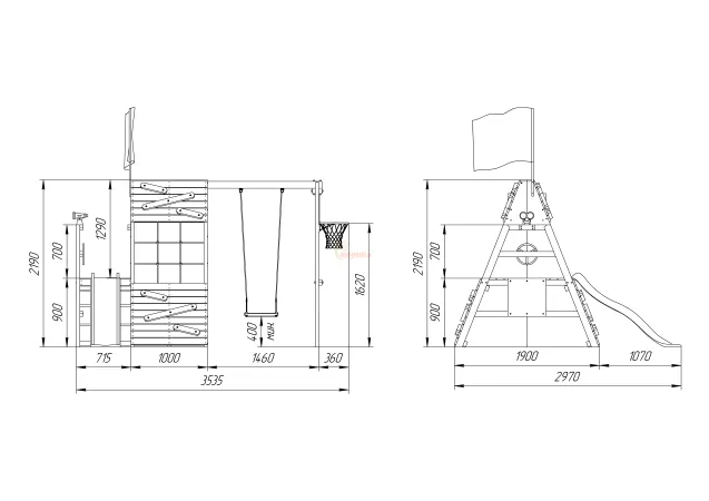 Спортивный домик Савушка База Mini - 2 с качелями