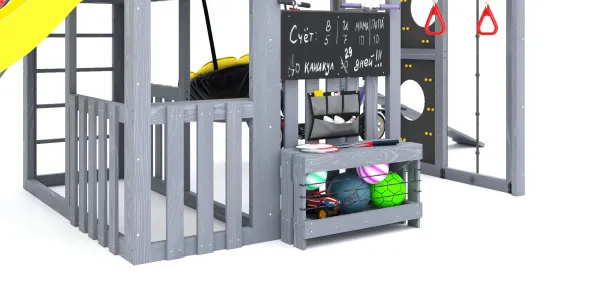 Детская площадка Савушка КУБ-3 (Серый) с подушками