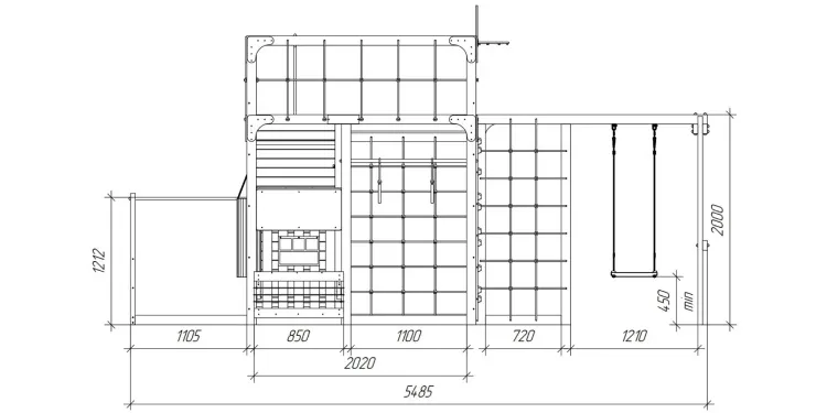 Детская площадка Савушка КУБ-7 (Серый) с качелями Лодочка и коконом