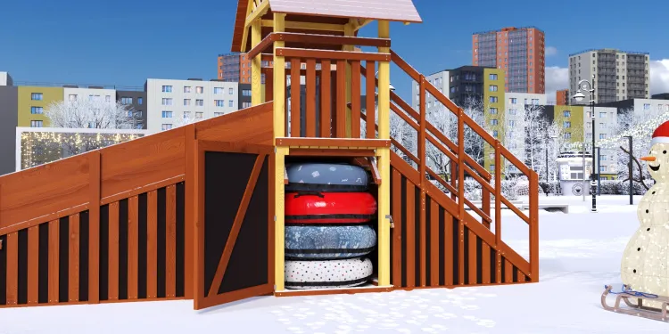 Зимняя горка Савушка Зима 4/2 с местом для хранения